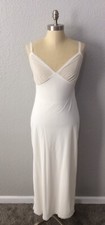 Vtg Levoys Ivory Off White Nylon Bridal Nightgown Negligee Slip Sheer Bust XS S 