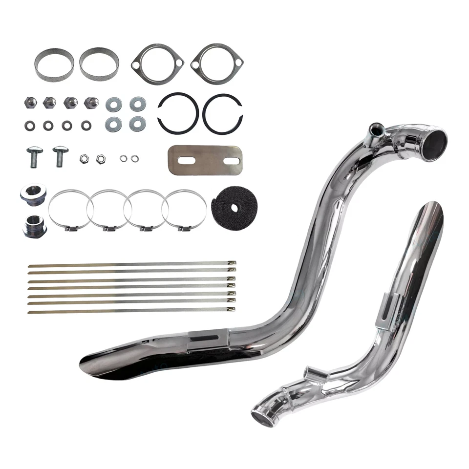 Tubos de escape LAF de 2" con kits de brida Harley Sportster Softail envueltos en cromo EE. UU. Foto 2 de 4