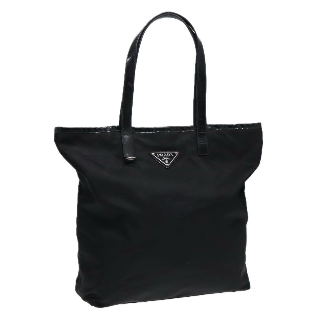 【PRADA】LOGO TOTE BAG PRADA Tote Bag Nylon Black Silver Auth 86877 | eBay