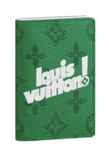 Louis Vuitton Exclamation Mark Green White Monogram Logo Pocket Organizer Wallet