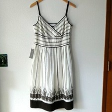 Ann Taylor Embroidered Dress 8 NWT Sleeveless Lined Neutral 