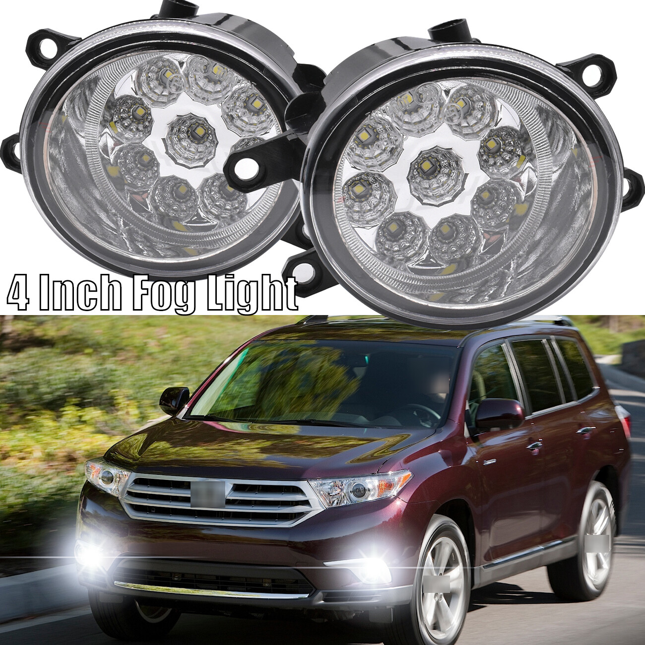 2PCS Bumper Fog Light Driving Lamps Left &Right For TOYOTA HIGHLANDER 2008-2010