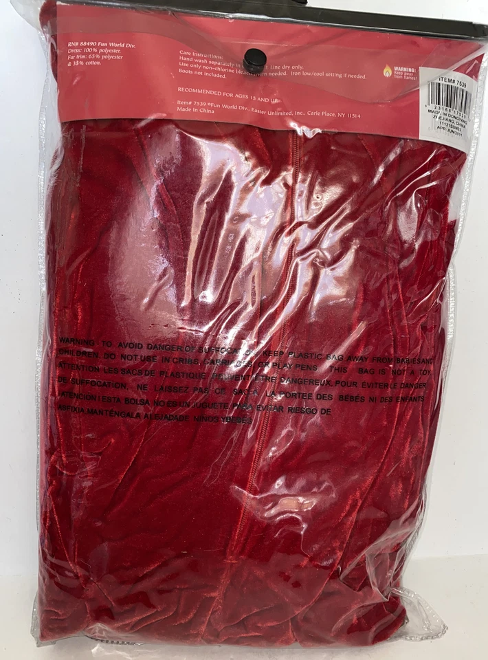 Sexy señora SANTA SUAVE SEXY TERCIOPELO IMITACIÓN PIEL RIBETE TALLA MEDIANA TALLA 10-14 NUEVO EN PAQUETE Foto 3 de 3