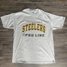 Pittsburgh Steelers NFL Champion Pro Line Gray T shirt Men XL EUC