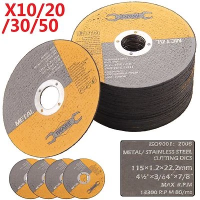 10 20 30 50x 115mm 4.5" Metal Cutting Blade Disc Stainless Steel Angle Grinder