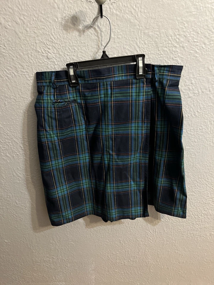 Falda corta recta a cuadros verde talla 12 Talbots mujer bolsillos Foto 2 de 4
