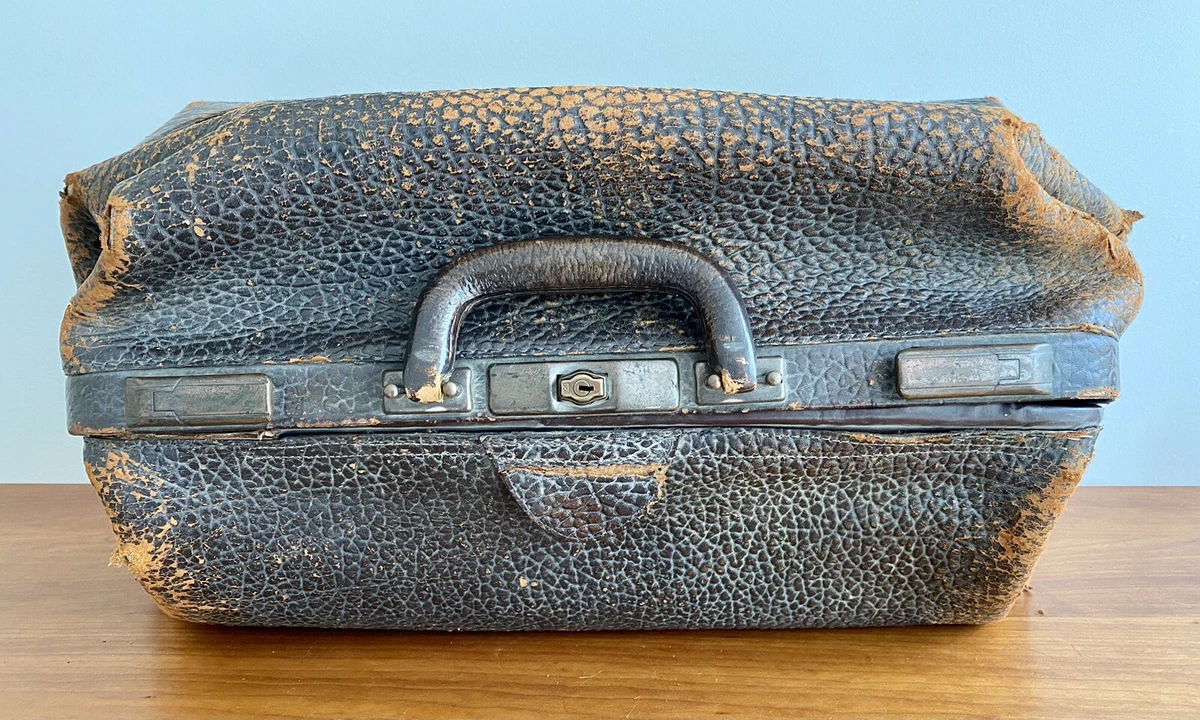 Vintage Leather Gladstone Doctors Bag Late 1800's- Early 1900's