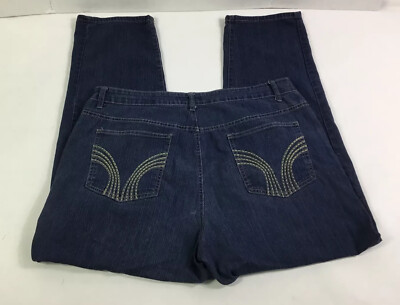 Paulina Jeans Womens Size 18 W Stretch Denim Pants Blue med rise straight legs