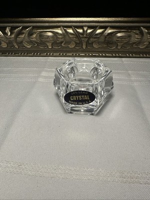 Clear 24% Lead Crystal Hexagon Stackable Taper Candle Holder Made in USA