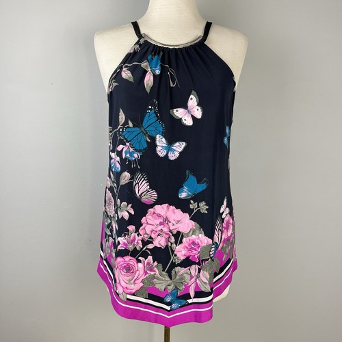 INC International Concepts Sleeveless Top Womens M Butterfly Rose VTG Y2K NWT - Picture 2 of 7