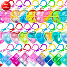 Mini Pop Fidget Keychain Pop It Fidget Toys Bulk 30 Pack Party Favors for Kids 4