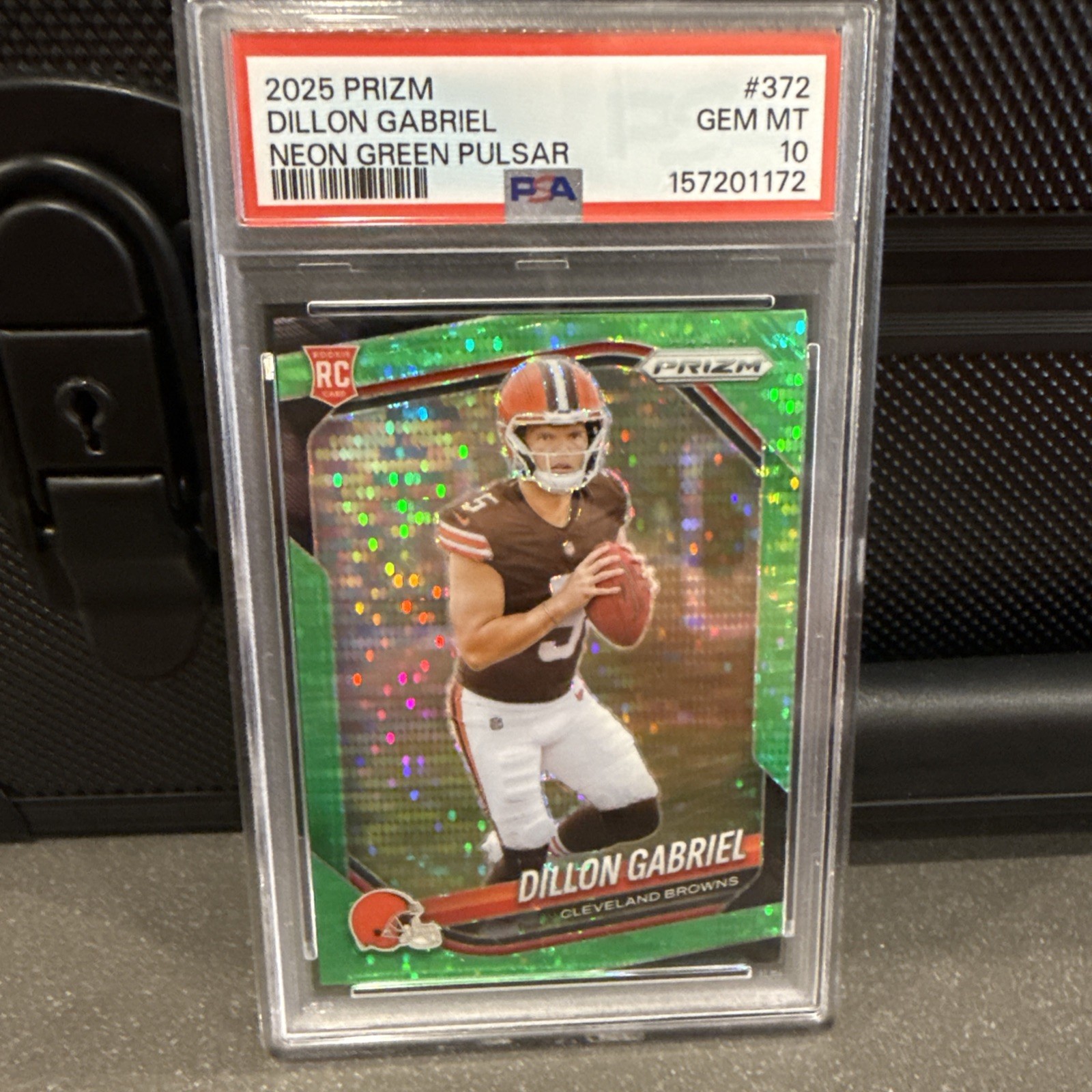 Panini 2025 Prizm Rookie Dillon Gabriel #372 Green Pulsar Prizm PSA 10