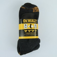 5 Pairs Dewalt Work Socks Size 6-11  Heavy Duty Cushioned Safety Boot Socks