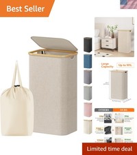 101L Laundry Basket with Lid, Clothes Hampers for Laundry with Bamboo Handles...