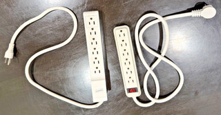 Lot of 2 Surge Protector Power Strips | 6 Grounded Outlets With Switch