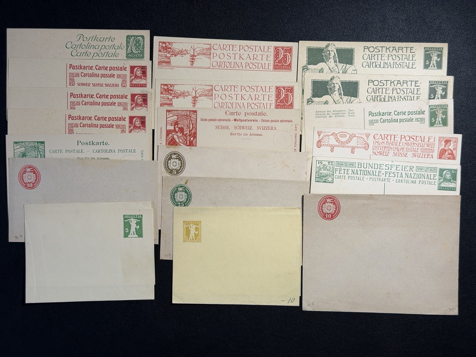 Swiss Mint Postal Stationery Lot – Postcards & Envelopes, Mixed Values