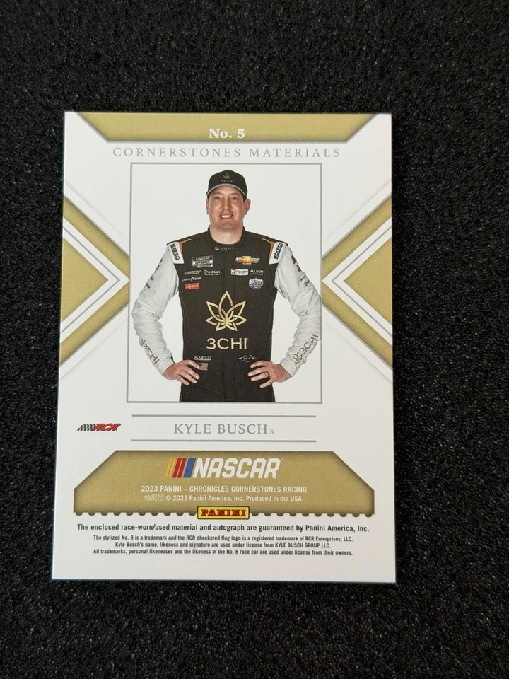 2023 Kyle Busch Panini Chronicles Cornerstones Materials Quad Relic Auto 27/49 - Image 2 of 2