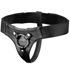 Strap U Faux Leather Wide Band Universal Strap On Harness with O Ring Sex Toy
