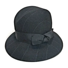 Alessandra Bacci Firenze Black Felt Hat- Elegant, Italian, wit Bow Accent NWOT