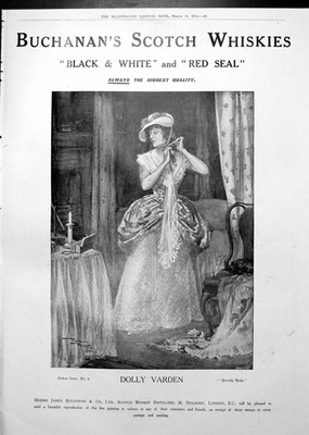 Old Print Buchanan'S Scotch Ad Dolly Varden Visiting Toilette Dress 1913 20th