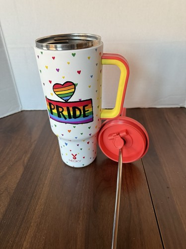 Meoky Rainbow Pride 40 oz Insulated Stainless Steel Tumbler with Handle, Lid & S - Picture 5 of 7