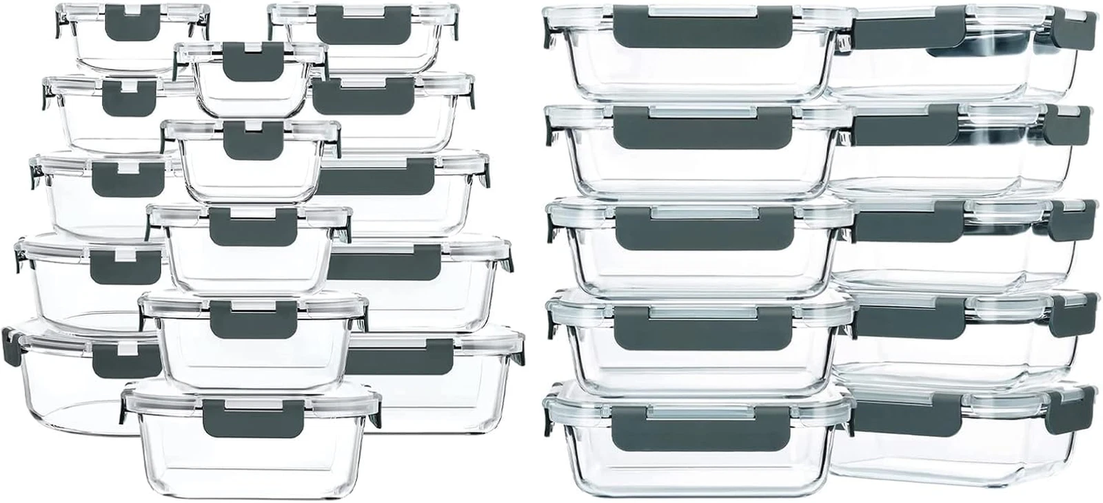 10-Pack 22oz Glass Meal Prep & Storage Containers with Lids - 30 Pieces