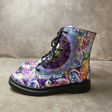 Yes We Vibe Mandala Chakra Psychedelic Combat Boots Womens 10 Purple Multicolor