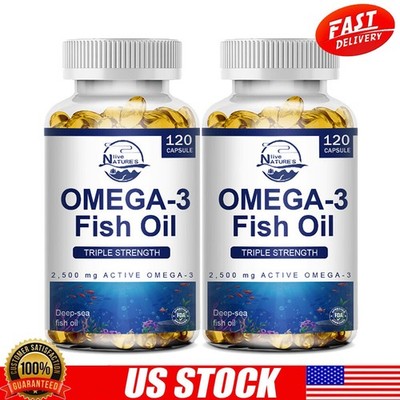 240 Omega 3 Fish Oil Capsules 3x Strength 3600mg EPA & DHA, Highest Potency