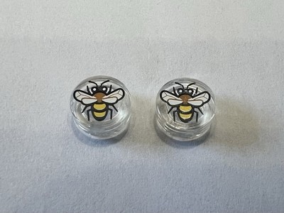 Lego x2 Trans 1x1 Round Flat Printed Print Tiles Tile Bee Wasp Hornet Insect New