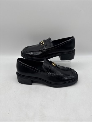 Coach Damen Logo Plateau Penny Loafer Schwarz Leder UK 3,5 EU 36 NEU