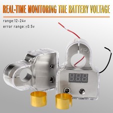 2X Car Battery Terminal Connectors Digital LED Voltmeter 0/4/8 Gauge Power Post