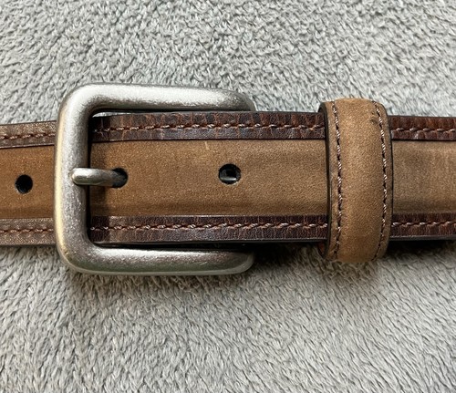 Columbia Men’s Sz 36/90 Brown Leather Silver Hardware Belt 11CO0221 Two-Toned - Picture 7 of 13