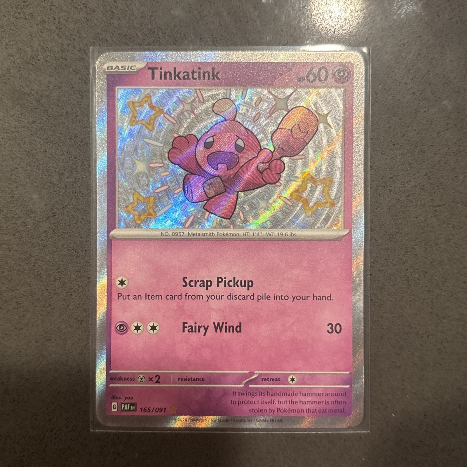 Pokémon TCG, Tinkatink 165/091 Baby Shiny Paldean Fates Scarlet & Violet NM