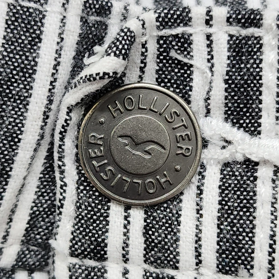 Hollister 裤子女式 S 黑色白色条纹超高腰锥形作物休闲 — 第 2/4 张图片