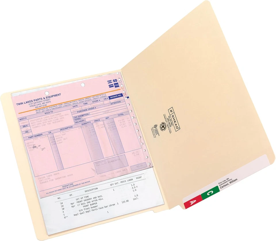 End Tab File Folder, Straight-Cut Tab, Letter Size, Manila, 100 per Box - Image 4 of 4