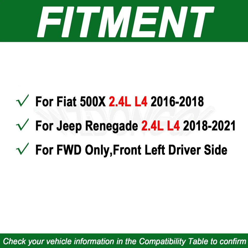 Conjunto de eje delantero izquierdo CV LH para Fiat 500X 2016-18 2018-21 Renegade 2,4 L tracción delantera Foto 2 de 4