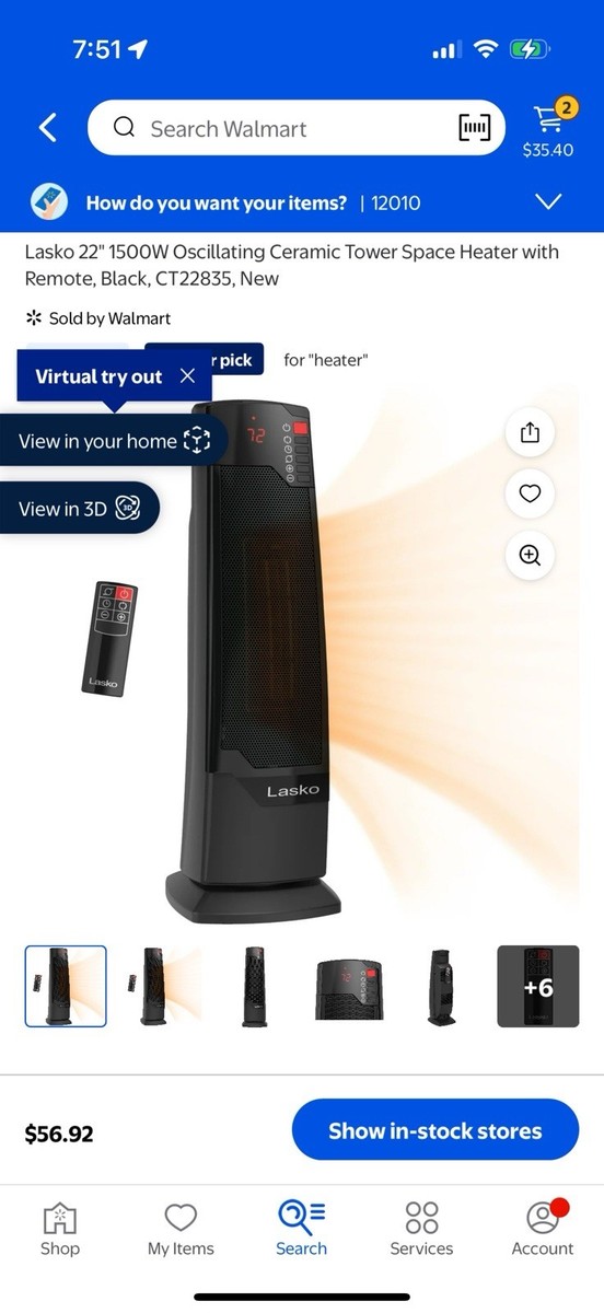 Lasko CT22835 1500W Oscillating Ceramic Tower Space Heater Lasko CT22835 1500W Oscillating Ceramic Tower Space Heater
