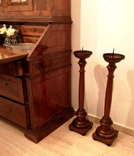 Antico candeliere Grandi Dimensione Impero coppia legno  h 93 cm perfetti