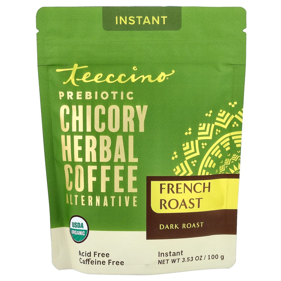 Instant Prebiotic Chicory Herbal Coffee Alternative, French Roast, Dark,