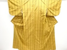 7439539: JAPANESE KIMONO / ANTIQUE KIMONO / SILK / YONEZAWA TSUMUGI / WOVEN GRID