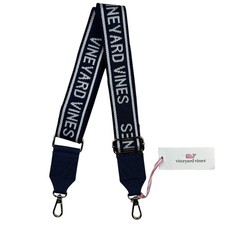 Vineyard Vines Logo Webbing Bag Strap Nautical Navy Gold Clasp Adjustable