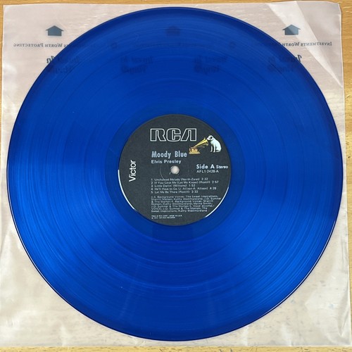 Elvis Presley Moody Blue 1977 RCA AFL1-2428 Vinyl LP Vintage Record Transparent - Picture 9 of 10