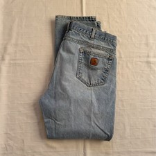 Carhartt Traditional Fit Straight Leg Light Blue Denim Jeans Mens Distressed