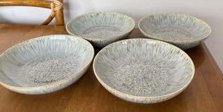 DENBY HALO SPECKLE PASTA BOWLS 8 1/2" SET OF 4 BOWLS