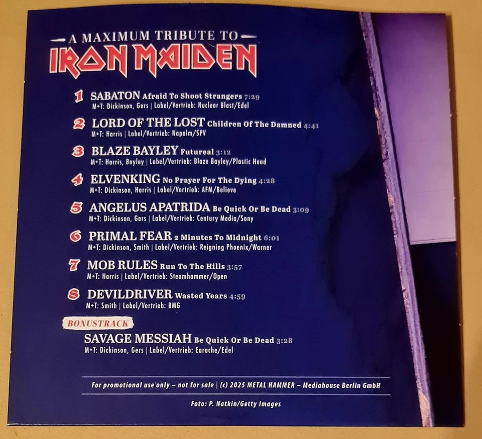 A MAXIMUM TRIBUTE TO IRON MAIDEN * CD * NEUER SAMPLER 17.10.25 * Wie NEU EXPLICT - Bild 2 von 2