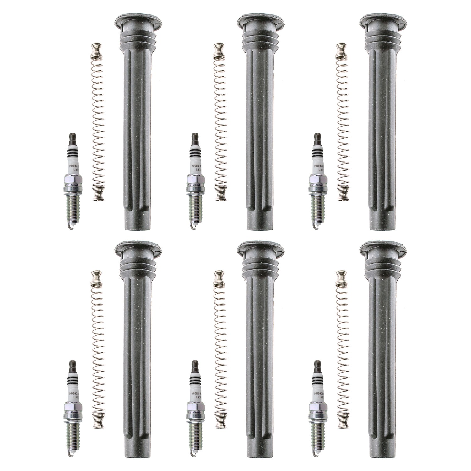 NGK 6 Ruthenium HX H. I. Spark Plugs  Denso Coil Boots Kit for Chrysler 200 300