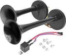 Car Electric Horn Kit, 12 Volt Loud Dual Horns, 130db Universal Black 