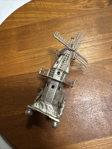 Judaica Scatola di Spezie Argento Olanda Mulino a Vento Argento Sterling - Foto 1 di 10