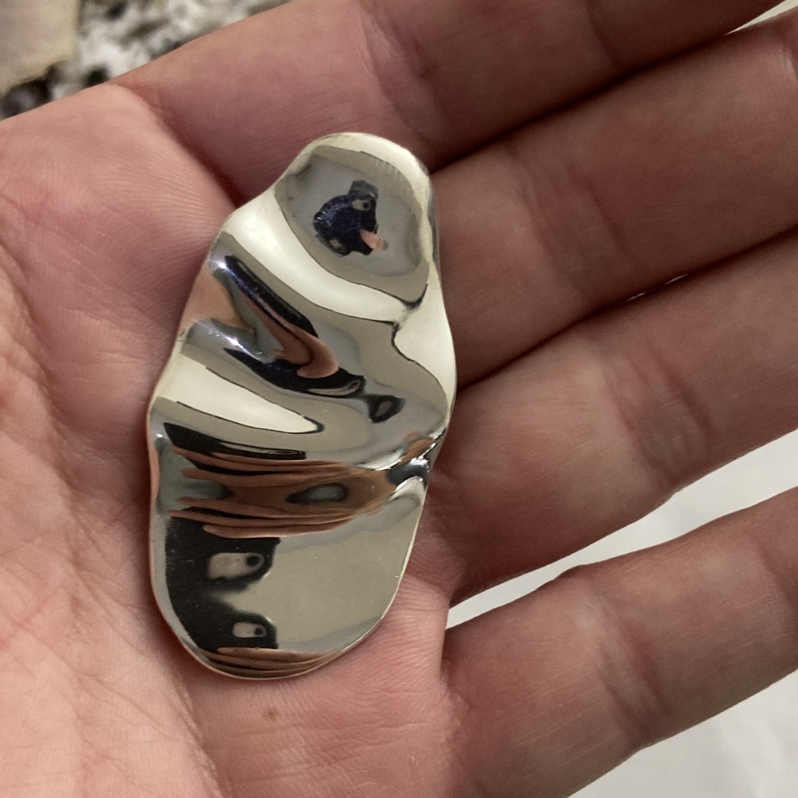 Huge Solid Sterling Silver Puddle Mirror Pendant … - image 5