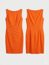 David Meister Orange Sleeveless Pleated Sheat...